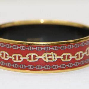 Hermes Enamel Printed Wide Chaine d'Ancre Bracelet 70